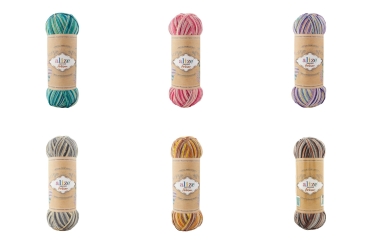 500 g Sockenwolle Alize Artisan mehrfarbig, 75% Schurwolle, 25% Polyamid, Wolle für Stricksocken und Strümpfe